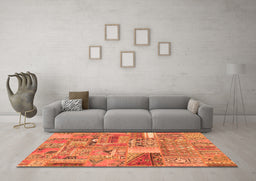 Machine Washable Patchwork Orange Transitional Area Rugs in a Living Room, wshabs2035org