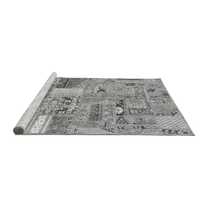 Sideview of Machine Washable Patchwork Gray Transitional Rug, wshabs2035gry