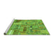 Sideview of Machine Washable Patchwork Green Transitional Area Rugs, wshabs2035grn