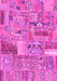 Machine Washable Patchwork Pink Transitional Rug, wshabs2035pnk