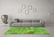 Machine Washable Patchwork Green Transitional Area Rugs in a Living Room,, wshabs2035grn