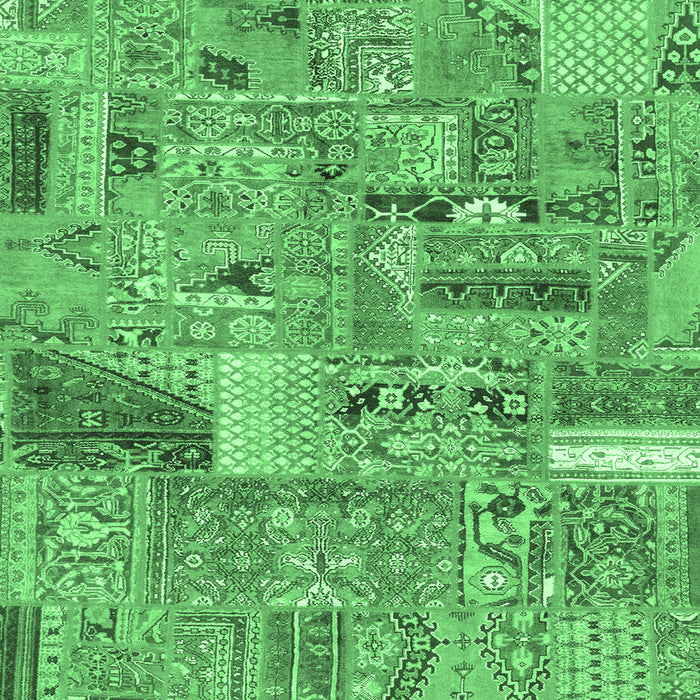 Square Machine Washable Patchwork Emerald Green Transitional Area Rugs, wshabs2035emgrn