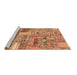 Sideview of Machine Washable Patchwork Brown Transitional Rug, wshabs2035brn