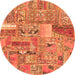 Round Machine Washable Patchwork Orange Transitional Area Rugs, wshabs2035org