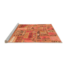 Sideview of Machine Washable Patchwork Orange Transitional Area Rugs, wshabs2035org
