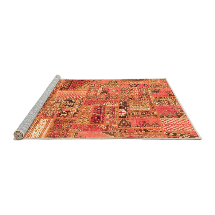 Sideview of Machine Washable Patchwork Orange Transitional Area Rugs, wshabs2035org
