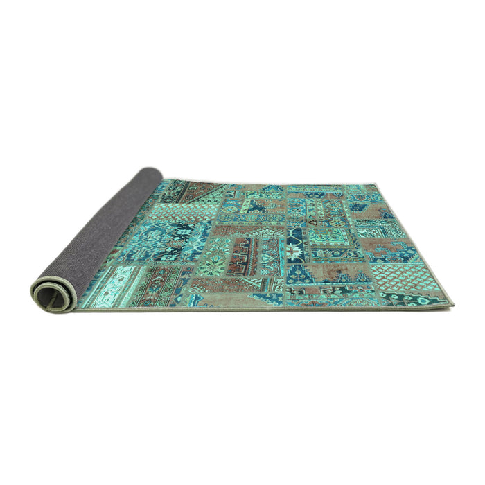 Sideview of Patchwork Turquoise Transitional Rug, abs2035turq