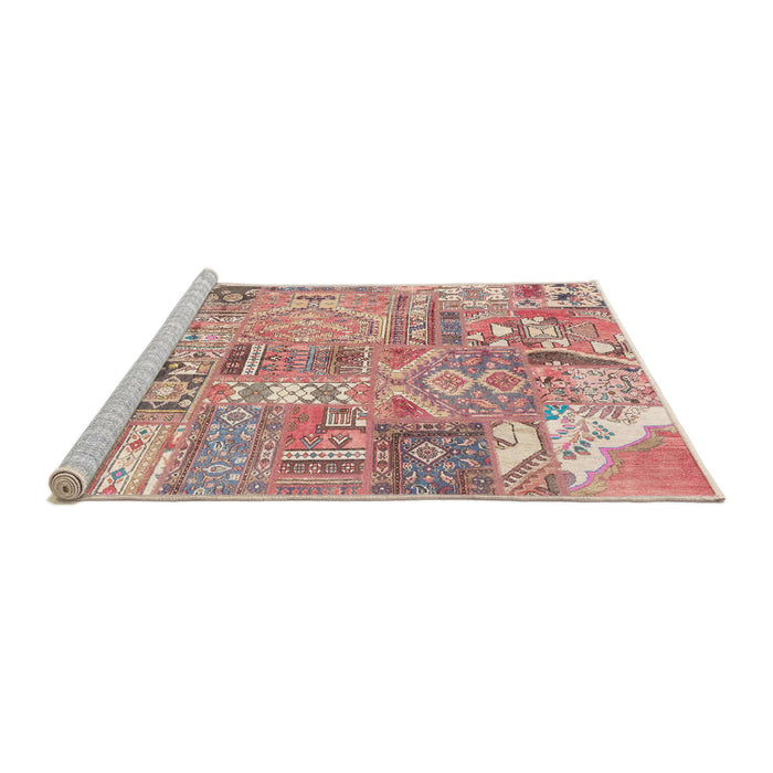 Sideview of Machine Washable Abstract Pastel Orange Rug, wshabs2036
