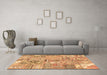 Machine Washable Patchwork Brown Transitional Rug in a Living Room,, wshabs2036brn