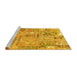 Sideview of Machine Washable Patchwork Yellow Transitional Rug, wshabs2036yw