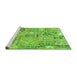 Sideview of Machine Washable Patchwork Green Transitional Area Rugs, wshabs2036grn