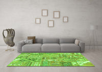 Machine Washable Patchwork Green Transitional Rug, wshabs2036grn