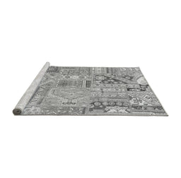 Sideview of Machine Washable Patchwork Gray Transitional Rug, wshabs2036gry