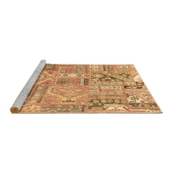 Sideview of Machine Washable Patchwork Brown Transitional Rug, wshabs2036brn