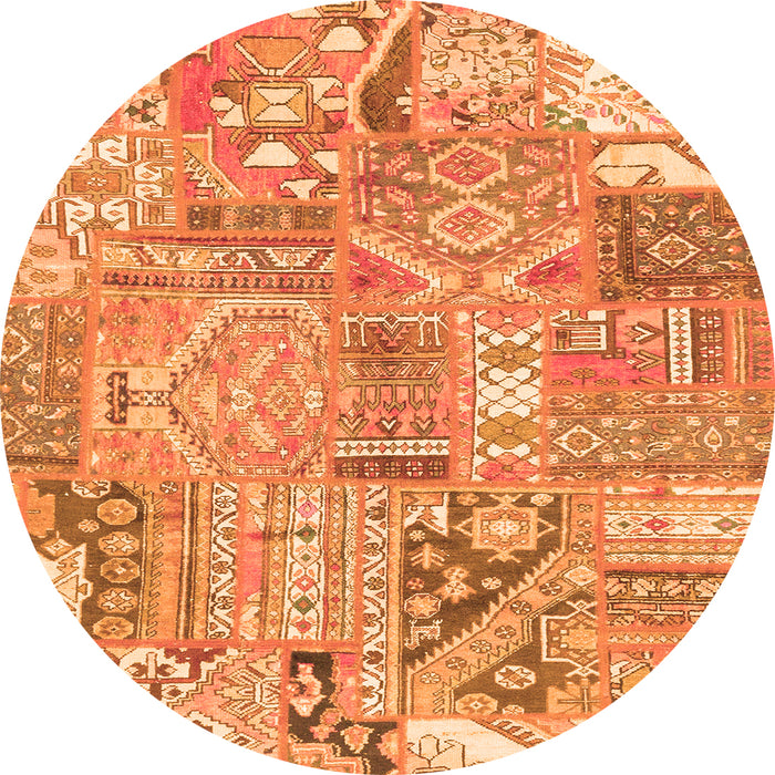 Round Machine Washable Patchwork Orange Transitional Area Rugs, wshabs2036org