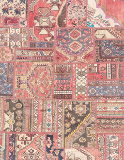 Abstract Pastel Orange Patchwork Rug, abs2036