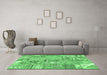 Machine Washable Patchwork Emerald Green Transitional Area Rugs in a Living Room,, wshabs2036emgrn