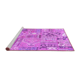 Sideview of Machine Washable Patchwork Purple Transitional Area Rugs, wshabs2036pur