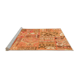 Sideview of Machine Washable Patchwork Orange Transitional Area Rugs, wshabs2036org