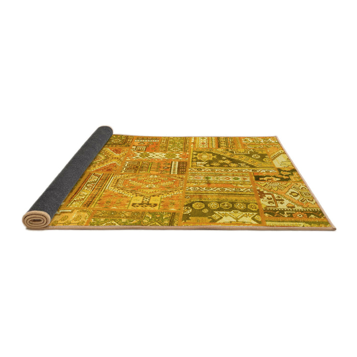 Sideview of Patchwork Yellow Transitional Rug, abs2036yw