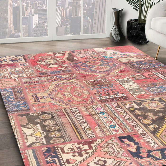 Machine Washable Abstract Pastel Orange Rug in a Family Room, wshabs2036