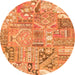 Round Patchwork Orange Transitional Rug, abs2036org