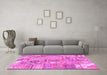 Machine Washable Patchwork Pink Transitional Rug in a Living Room, wshabs2036pnk