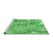 Sideview of Machine Washable Patchwork Emerald Green Transitional Area Rugs, wshabs2036emgrn