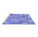 Sideview of Machine Washable Patchwork Blue Transitional Rug, wshabs2036blu