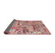 Sideview of Abstract Dark Salmon Pink Patchwork Rug, abs2037