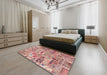 Machine Washable Abstract Dark Salmon Pink Rug in a Bedroom, wshabs2037