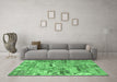 Machine Washable Patchwork Emerald Green Transitional Area Rugs in a Living Room,, wshabs2037emgrn