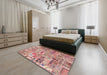 Abstract Dark Salmon Pink Patchwork Rug in a Bedroom, abs2037