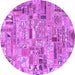 Round Patchwork Purple Transitional Rug, abs2037pur