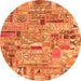 Round Patchwork Orange Transitional Rug, abs2037org