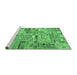 Sideview of Machine Washable Patchwork Emerald Green Transitional Area Rugs, wshabs2037emgrn