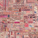 Square Abstract Dark Salmon Pink Patchwork Rug, abs2037