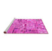 Sideview of Machine Washable Patchwork Pink Transitional Rug, wshabs2037pnk