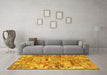 Machine Washable Patchwork Yellow Transitional Rug in a Living Room, wshabs2037yw