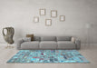 Machine Washable Patchwork Light Blue Transitional Rug in a Living Room, wshabs2037lblu