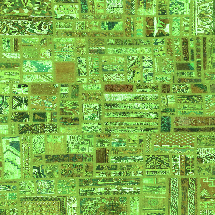 Square Machine Washable Patchwork Green Transitional Area Rugs, wshabs2037grn