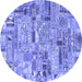 Round Patchwork Blue Transitional Rug, abs2037blu