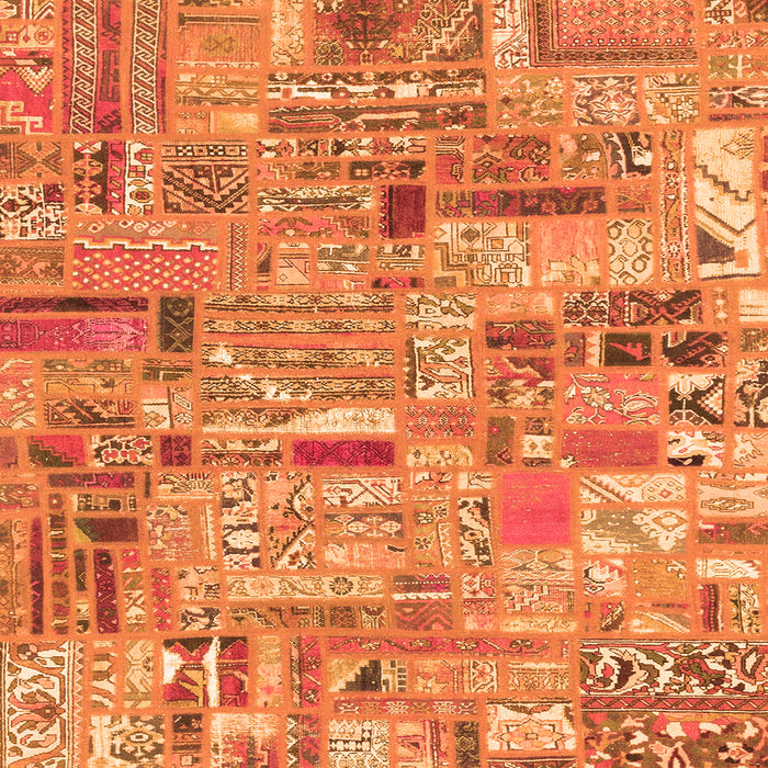 Square Patchwork Orange Transitional Rug, abs2037org