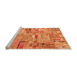 Sideview of Machine Washable Patchwork Orange Transitional Area Rugs, wshabs2037org