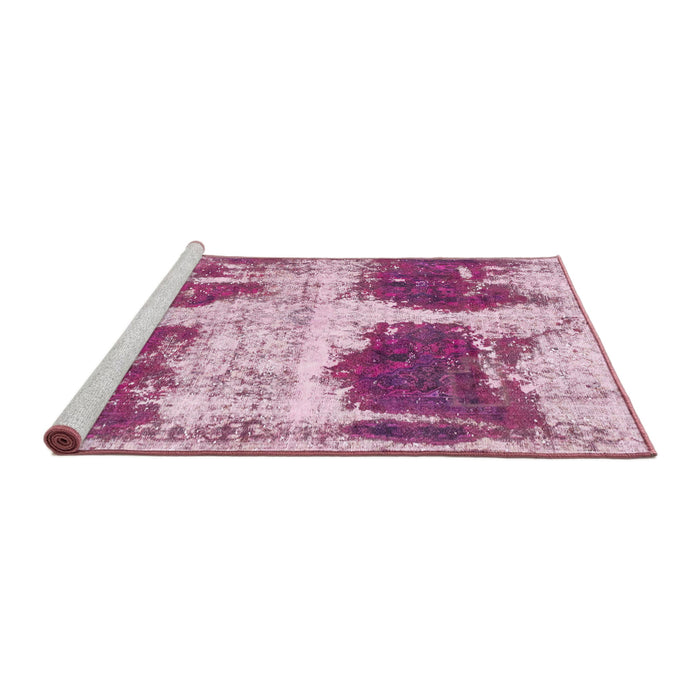 Sideview of Machine Washable Abstract Pink Rug, wshabs2038