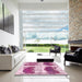 Square Abstract Pink Modern Rug in a Living Room, abs2038