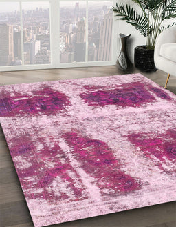 Abstract Pink Modern Rug in Family Room, abs2038
