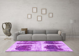 Machine Washable Abstract Purple Modern Area Rugs in a Living Room, wshabs2038pur
