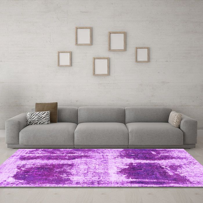 Machine Washable Abstract Purple Modern Area Rugs in a Living Room, wshabs2038pur