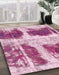 Machine Washable Abstract Pink Rug in a Family Room, wshabs2038